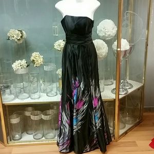 Dress black and colorful fushia turquise grey and